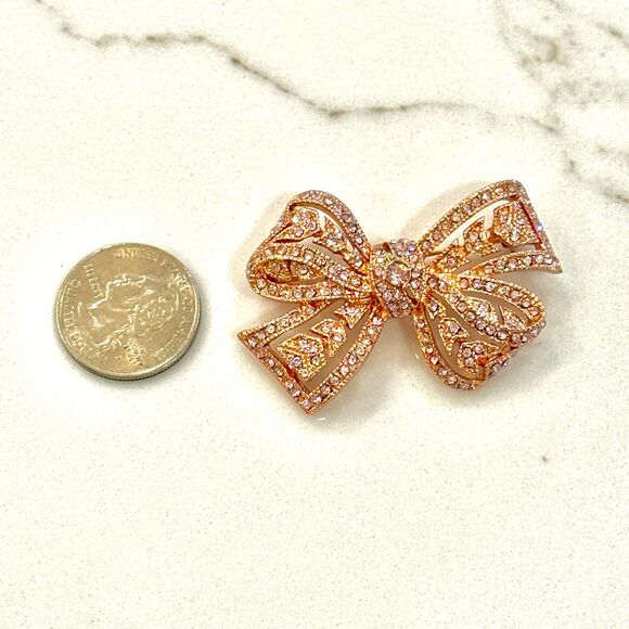 Vintage Kenneth Jay Lane Rose Gold Pink Rhinestone Brooch Pin - Picture 3 of 7